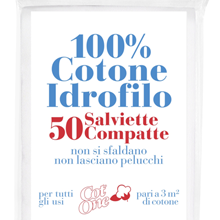 50 Salviette compatte Cotone Idrofilo